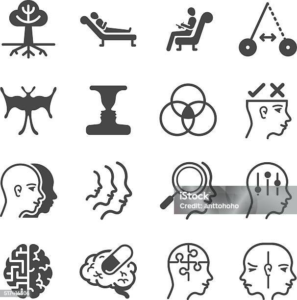 Schizophrenia And Psychology Icons Set Stock Illustration - Download Image Now - Gestalt, Psychotherapy, Origins