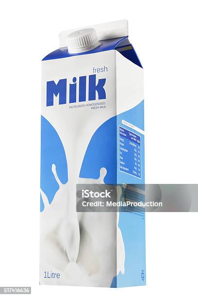 Milk Carton With Custom Design Stock Photo - Download Image Now - Milk, Box - Container, White Background