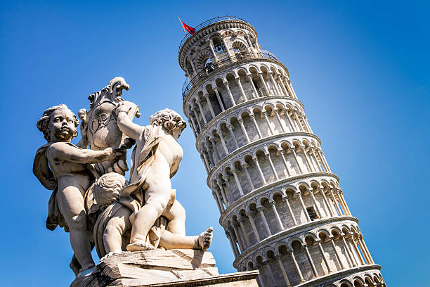 Pisa city Pisa, Piazza dei miracoli, with the Basilica and the leaning tower. pisa sculpture stock pictures, royalty-free photos & images