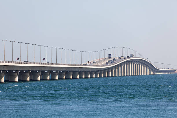 King Fahd Causeway in Bahrain King Fahd Causeway which connects Saudi Arabia and Bahrain. Manama, Kingdom of Bahrain, Middle East causeway photos stock pictures, royalty-free photos & images