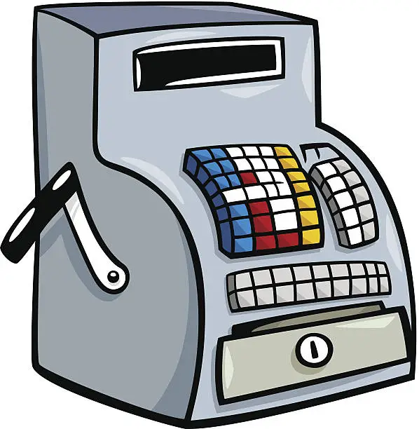 Vector illustration of till or cash register cartoon clip art