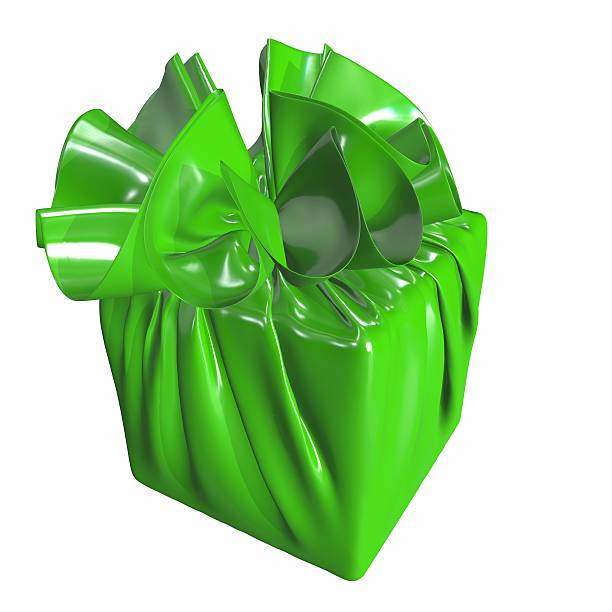 istock Gift box with shiny glossy green square bow 517418412