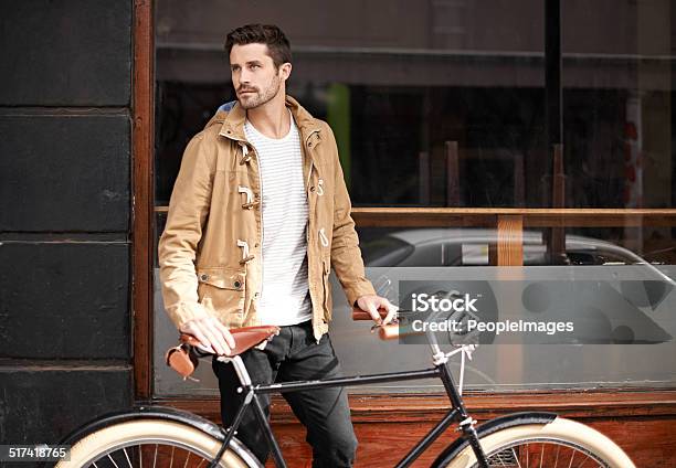 Just A Man And His Bike Stock Photo - Download Image Now - Bicycle, Fashion, Men