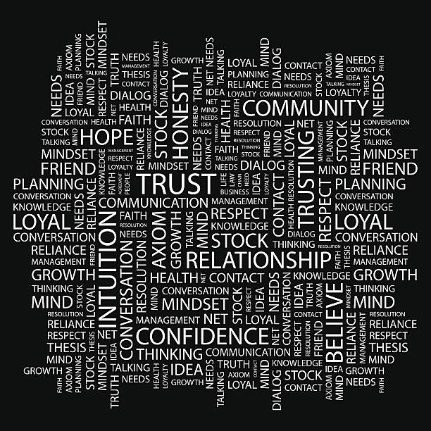 TRUST TRUST. Word cloud illustration. Tag cloud concept collage. Usable for different business design. help single word stock illustrations