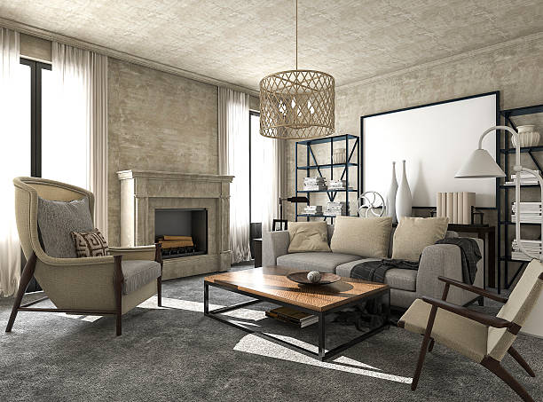 3d rendering great and beautiful classic style living room