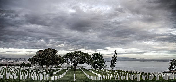 Military cemetery Military cemetery near Point Loma in San Diego, CA, USA national cemetery stock pictures, royalty-free photos & images