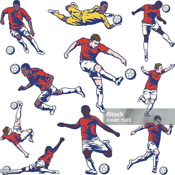 Soccer Player Set Stock Illustration - Download Image Now - Soccer Player, Soccer, Soccer Ball