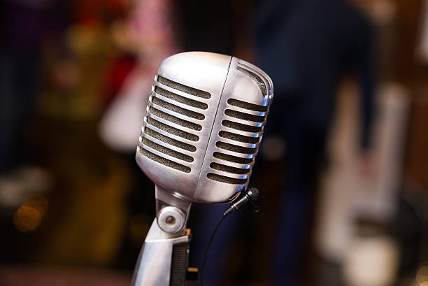 istock Retro microphone for concert, music. Vintage 517421906