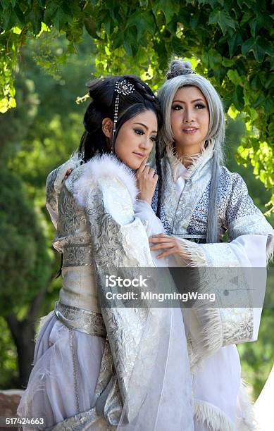 People Romance Teenage Girls Cosplay Traditional Han Dynasty Ch Stock Photo - Download Image Now