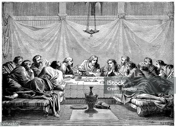 Jesus Sharing Bread And Wine With His Disciples Stock Illustration - Download Image Now - Jesus Christ, Art, Christianity