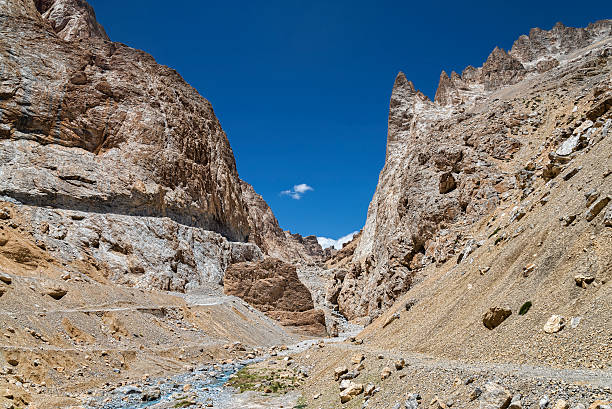 istock Huge jagged mountains with winding road and river 517447905