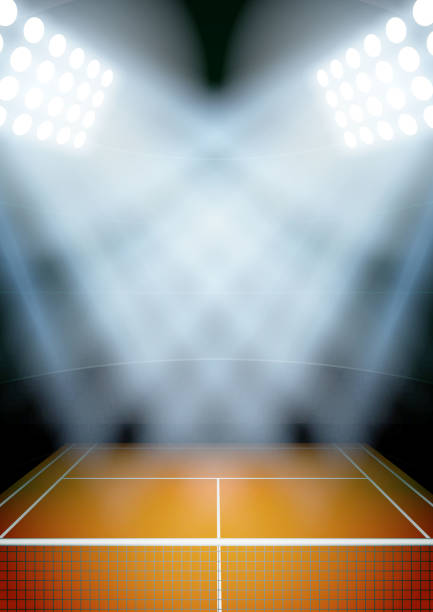 istock Background for posters night tennis stadium in the spotlight. Vector 517448099