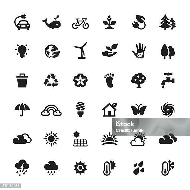 Environmental Conservation And Alternative Energy Vector Symbols And Icons Stock Illustration - Download Image Now