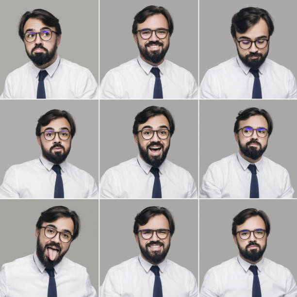 istock Businessman making different facial expressions 517462628