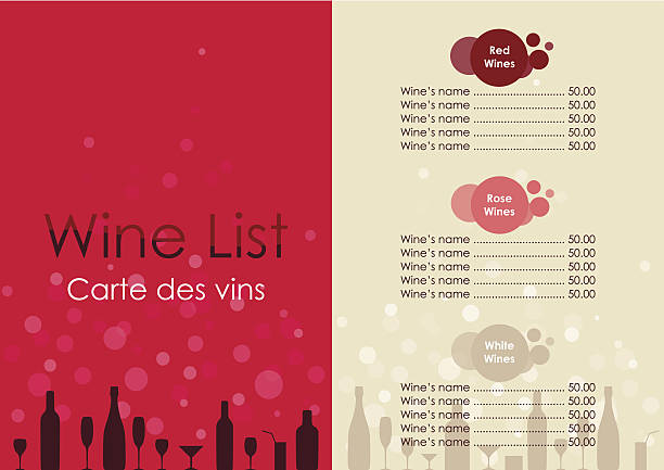 weinkarte mit transparenten-blase auf rot und beige hintergrund. - champagne pink bubble vector stock-grafiken, -clipart, -cartoons und -symbole