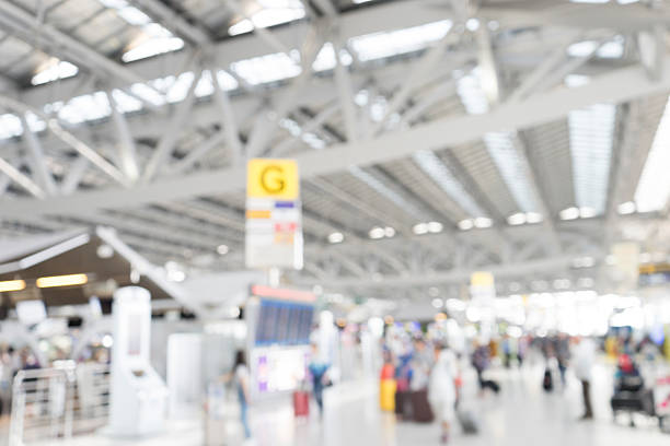 istock Terminal departure check-in at airport, blur background 517465726