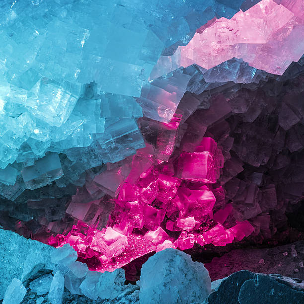Salt crystals and light effects in a crystal cave (potash mine Merkers, Thuringia, Germany)