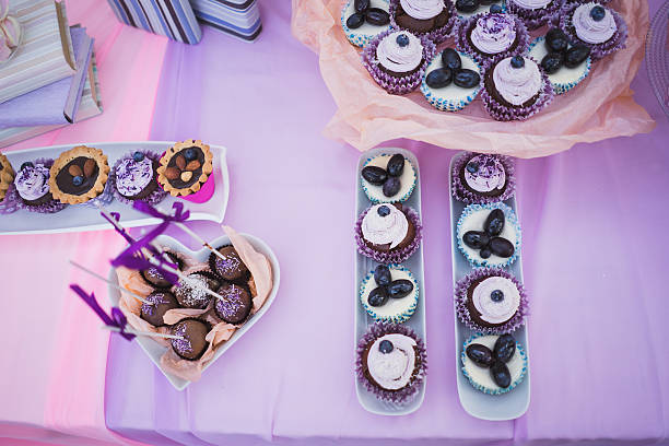 istock candy bar in purple colors at wedding reception 517465826