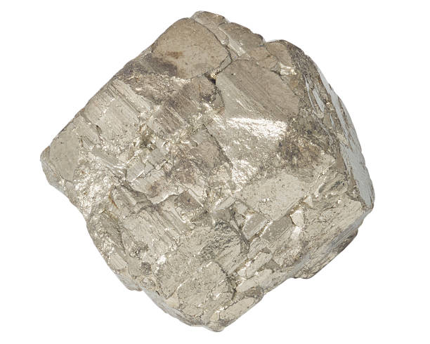 istock Pyrite mineral crystall macro isolated on white 517467316