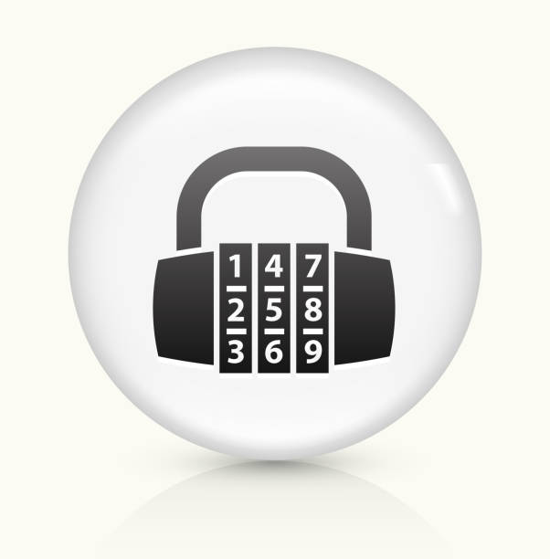 組み合わせ錠のアイコンホワイト丸いベクトルボタン - combination lock variation lock safe点のイラスト素材／クリップアート素材／マンガ素材／アイコン素材