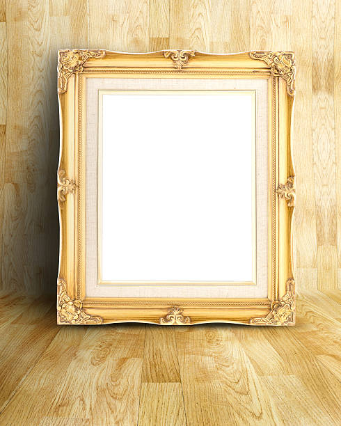 istock Blank Vintage Gold Victorian style picture frame on parquet room 517468678