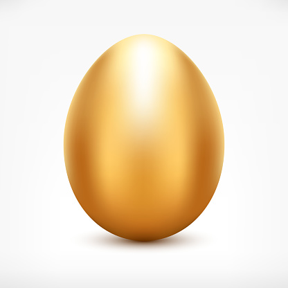 Vector golden egg. Shiny metallic Easter egg icon for your design.