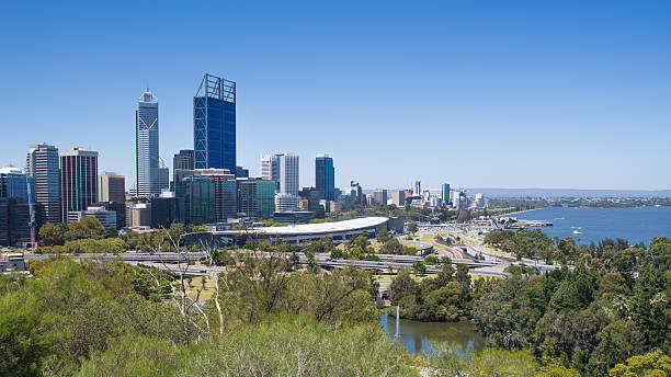 Perth City from Kings Park stock photo