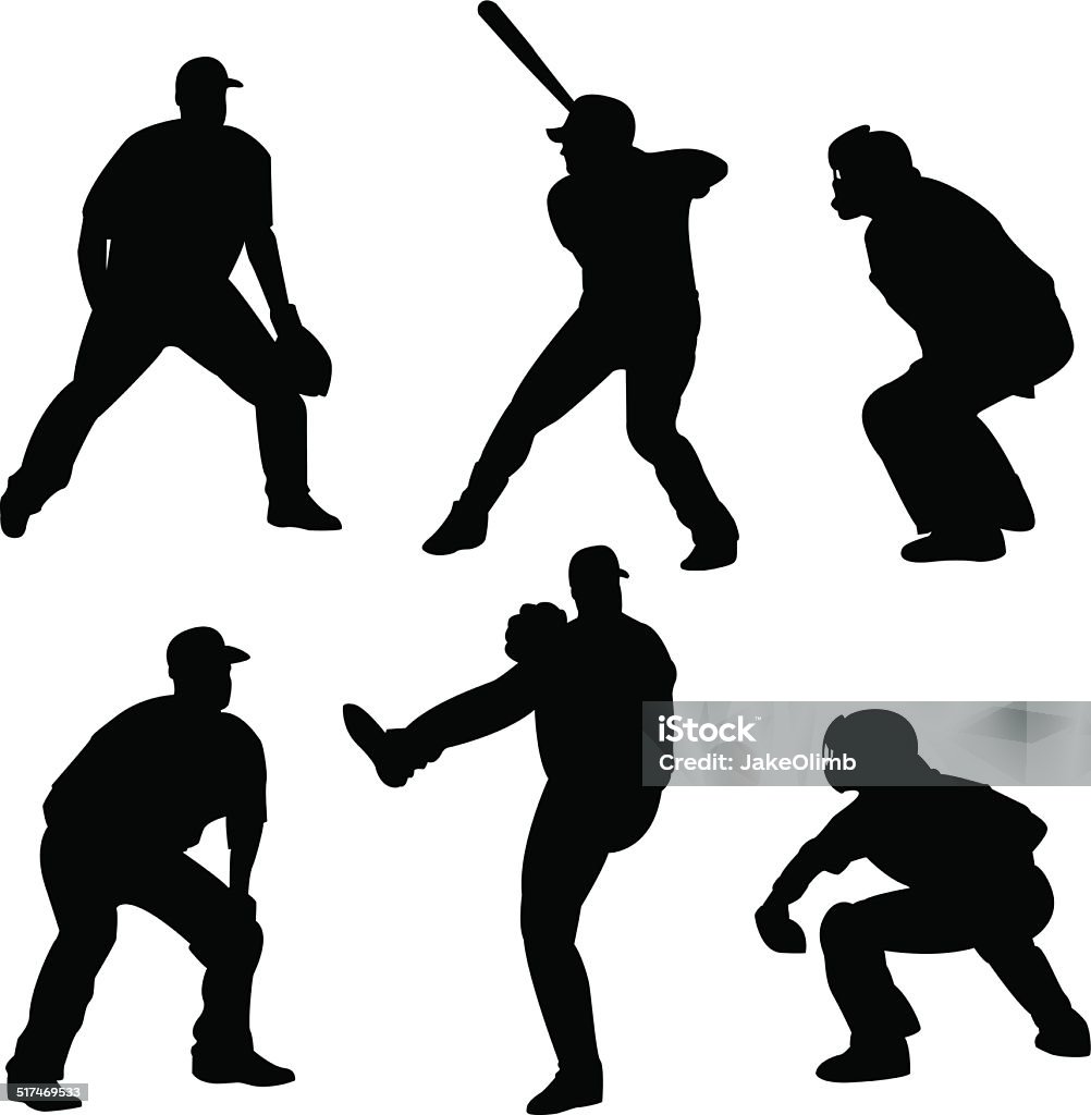 Baseball Player Silhouettes Vector illustration of baseball player silhouettes. Baseball Player stock vector