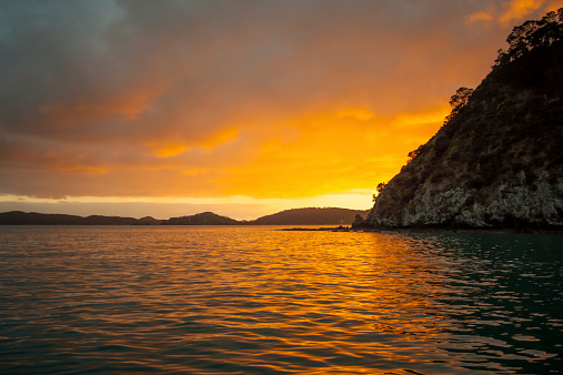 Sunset in the Bay of Islands, Northland, North Island, New Zealand