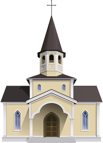Vector illustration. Small сatholic chapel