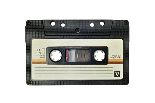 Photo of cassette tape, isolated on white