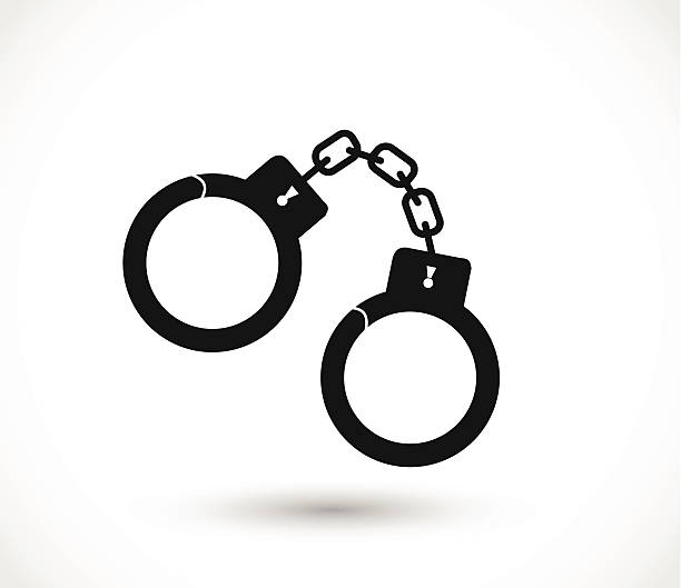Handcuffs icon vector Handcuffs icon vector handcuffs stock illustrations