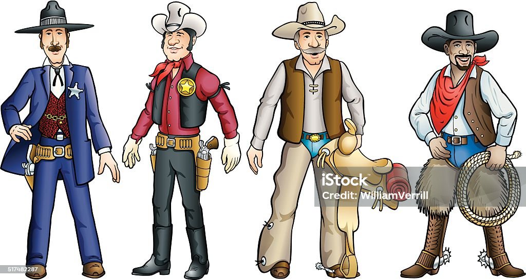 Ilustración de Cowboys Del Viejo Oeste y más Vectores Libres de Derechos de  El lejano oeste - El lejano oeste, Sheriff, Vaquero - iStock