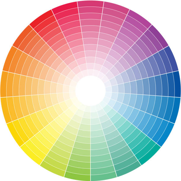 Colored circle Color wheel with the transition to white in the middle color wheel stock illustrations