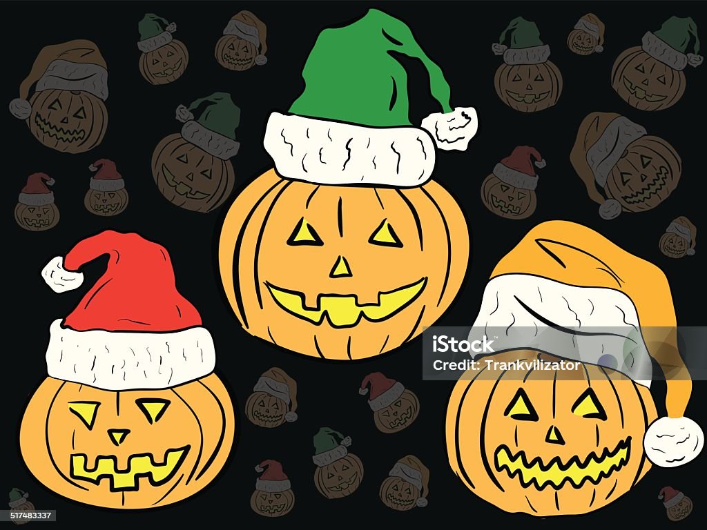 Kürbis Halloween in Weihnachten Kappen - Lizenzfrei Bildhintergrund Vektorgrafik