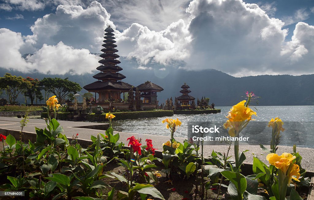 Temple Hindu temple situated in the lake of Bratan, Bali, Indonesia Architecture Stock Photo