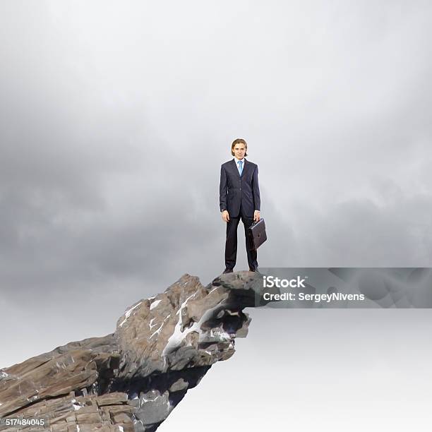 Risk In Business Stock Photo - Download Image Now - Adult, At The Edge Of, Blue