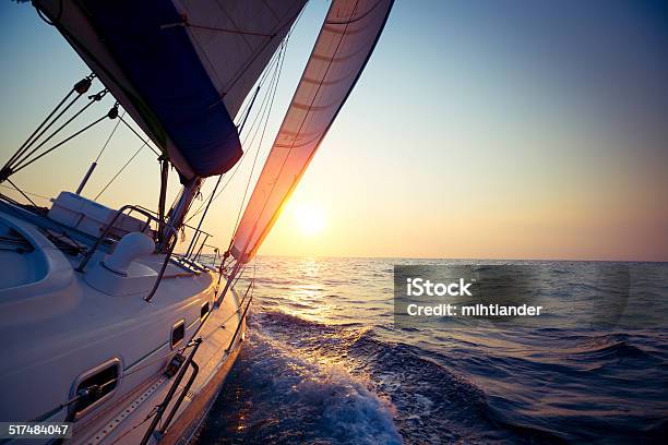 Sail Boat Stock Photo - Download Image Now - Sailboat, Sailing, Sunset