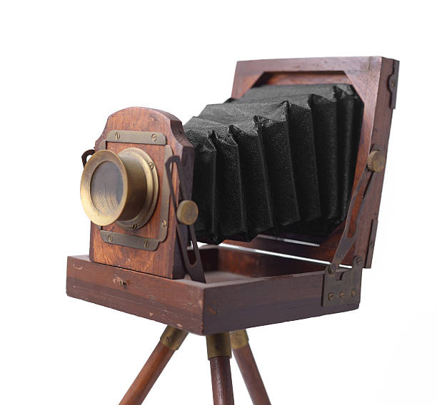 istock Old Wooden Camera isolated on white 517485307