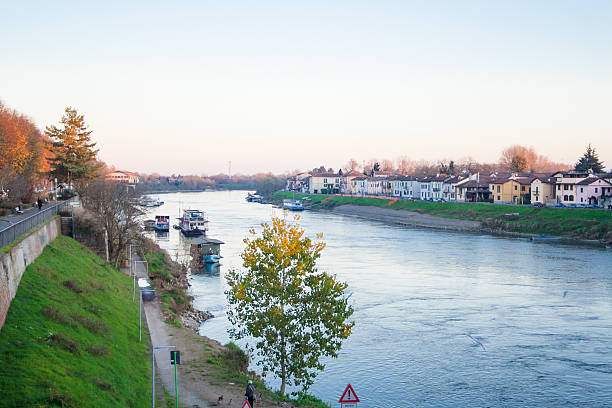istock Ticino River with houses in Pavia 517487646