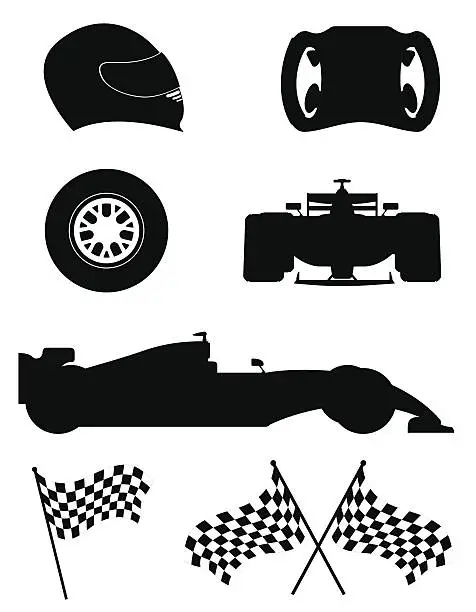 Vector illustration of black silhouette set racing icons vector illustration