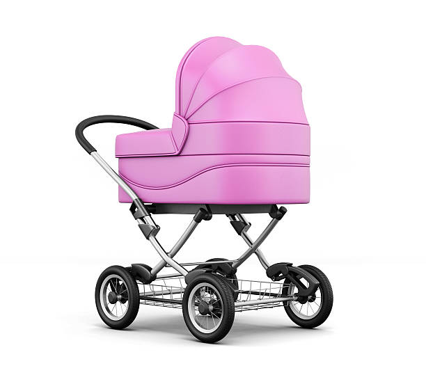 istock Retro baby stroller isolated on white background. 3d render imag 517488764