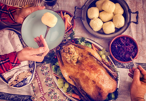 istock Traditional German Holiday Goose Dinner with Dumplings and Red Cabbage 517489313