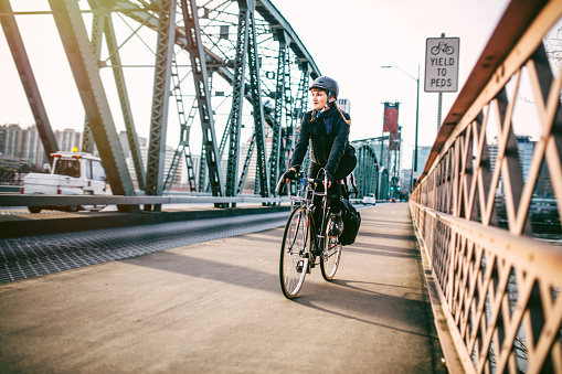 Bike Commuter in Portland Oregon