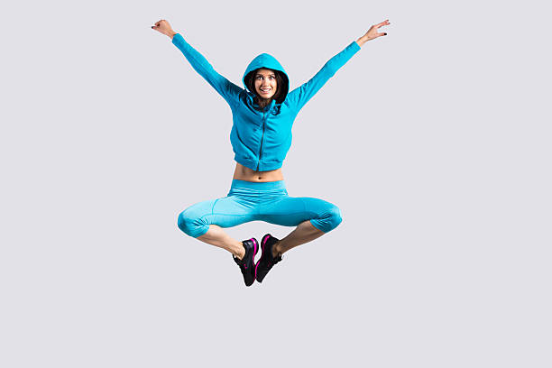 Cheerful girl jumping