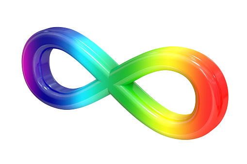 Colored spectrum infinity sign, 3D rendering