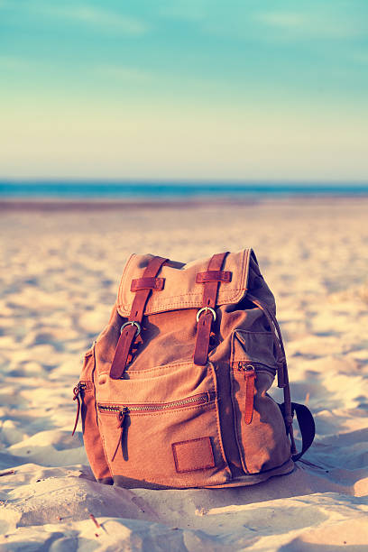 istock Travel Backpack on Summer Sea Beach. 517491964