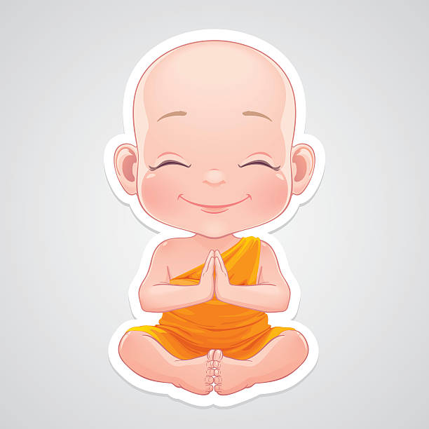 Praying Little Buddhist Boy Stock Illustration - Download Image Now - Buddha,  Baby - Human Age, Mantra - iStock
