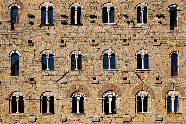 Windows in an old building stock photo
