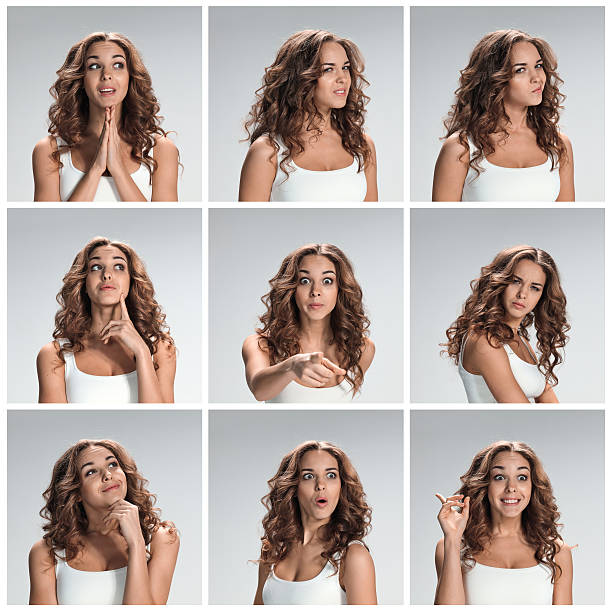 istock Set of young woman's portraits with different emotions 517496732